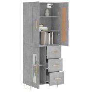 Висок шкаф, бетонно сив, 69,5x34x180 см, инженерно дърво