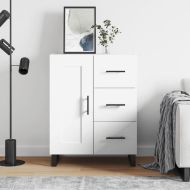 Сайдборд, бял, 69,5x34x90 см, инженерно дърво