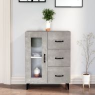 Сайдборд, бетонно сив, 69,5x34x90 см, инженерно дърво