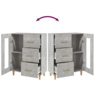 Сайдборд, бетонно сив, 69,5x34x90 см, инженерно дърво