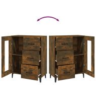 Сайдборд, опушен дъб, 69,5x34x90 см, инженерно дърво