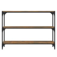 Библиотека опушен дъб 100x33x70,5 см инженерно дърво и стомана