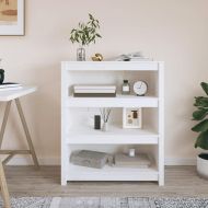 Библиотека, бяла, 80x35x97 см, борово дърво масив