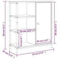 Сайдборд, сив сонома, 70x30x80 см, инженерно дърво