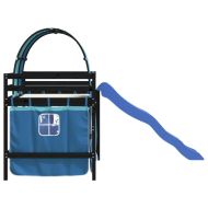 Детско високо легло с тунел, синьо, 80x200 см, бор масив