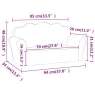 Детски диван, 2-местен, син, мек плюш