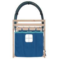 Двуетажно легло със завеси синьо 90x200 см масивно борово дърво