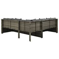 Градински лаундж комплект с възглавници 4 части полиратан сив