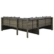 Градински лаундж комплект с възглавници 4 части полиратан сив