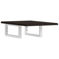 Стенен рафт за мивка, стомана и масивно дърво дъб