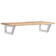 Стенен рафт за мивка, стомана и масивно дърво акация