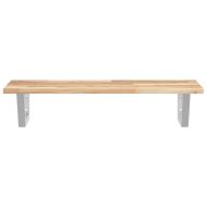 Стенен рафт за мивка, стомана и масивно дърво акация