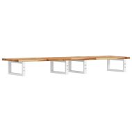 Стенен рафт за мивка, стомана и масивно дърво акация