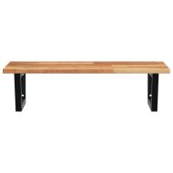 Стенен рафт за мивка, стомана и масивно дърво акация