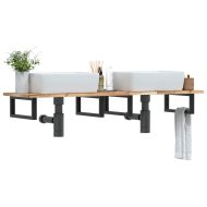 Стенен рафт за мивка, стомана и масивно дърво акация