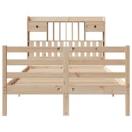 Легло с етажерка за книги, без матрак, 135x190 см, бор масив
