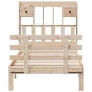 Легло с рафтове за книги, без матрак, 90x190 см, бор масив
