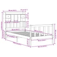 Легло с рафтове за книги, без матрак, 90x190 см, бор масив