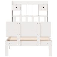 Легло с етажерка за книги, без матрак, 90x200 см, бор масив