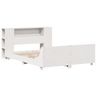 Рамка за легло без матрак, бял, 135x190 см, бор масив