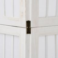 Разделител за стая, 3 панела, бял, дърво пауловния масив