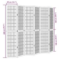 Разделител за стая, 6 панела, бял, дърво пауловния масив