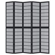 Разделител за стая, 5 панела, черен, дърво пауловния масив