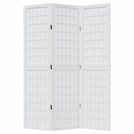 Разделител за стая, 3 панела, бял, дърво пауловния масив