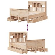 Легло с етажерка за книги, без матрак, 135x190 см, бор масив