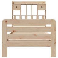 Легло с рафтове за книги, без матрак, 90x200 см, бор масив