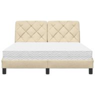 Легло с матрак, кремаво, 140x190 см, плат