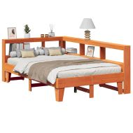 Легло с етажерка за книги, без матрак, 120x200 см, бор масив