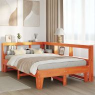 Легло с етажерка за книги, без матрак, 120x200 см, бор масив