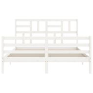 Рамка за легло с табла, бяла, 160х200 см, масивно дърво