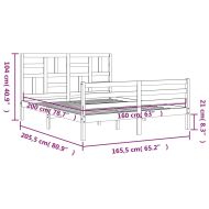 Рамка за легло с табла, бяла, 160х200 см, масивно дърво