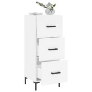 Сайдборд, бял, 34,5x34x90 см, инженерно дърво