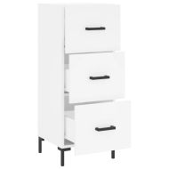 Сайдборд, бял, 34,5x34x90 см, инженерно дърво