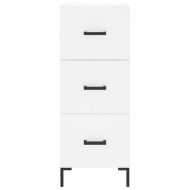 Сайдборд, бял, 34,5x34x90 см, инженерно дърво