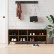 Шкаф за обувки, опушен дъб, 131x35x50 см, инженерно дърво