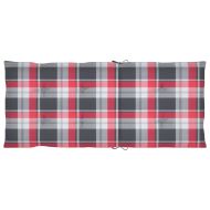 Градински столове, 4 бр, възглавници на червено каре, тик масив