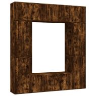 Комплект ТВ шкафове от 8 части, опушен дъб, инженерно дърво