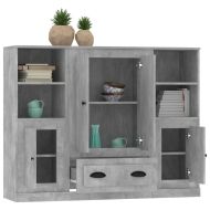Високи шкафове, 3 бр, бетонно сиви, инженерно дърво