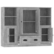 Високи шкафове, 3 бр, бетонно сиви, инженерно дърво