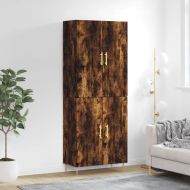 Висок шкаф, опушен дъб, 69,5x34x180 см, инженерно дърво