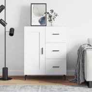 Сайдборд, бял, 69,5x34x90 см, инженерно дърво