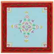 Маса за кафе, синя, ръчно рисувана, мангово дърво масив