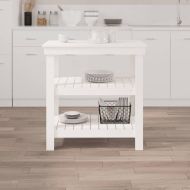 Работна маса бяла 78,5x50x80 см борово дърво масив