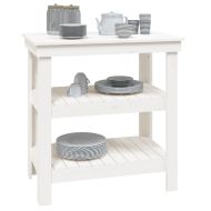 Работна маса бяла 78,5x50x80 см борово дърво масив