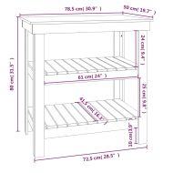 Работна маса бяла 78,5x50x80 см борово дърво масив