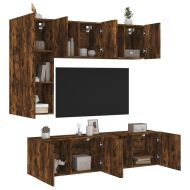 ТВ стенни модули, 5 части, опушен дъб, инженерно дърво